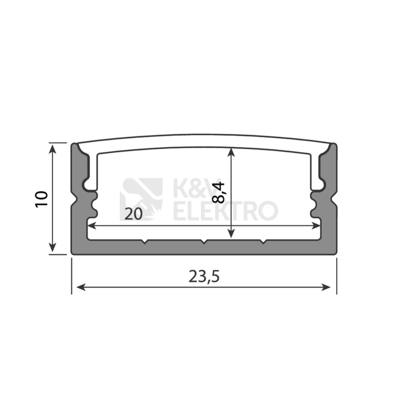 Obrázek produktu Přisazený hliníkový profil McLED PF 24x10mm s matným difuzorem 2m ML-761.009.43.2 1
