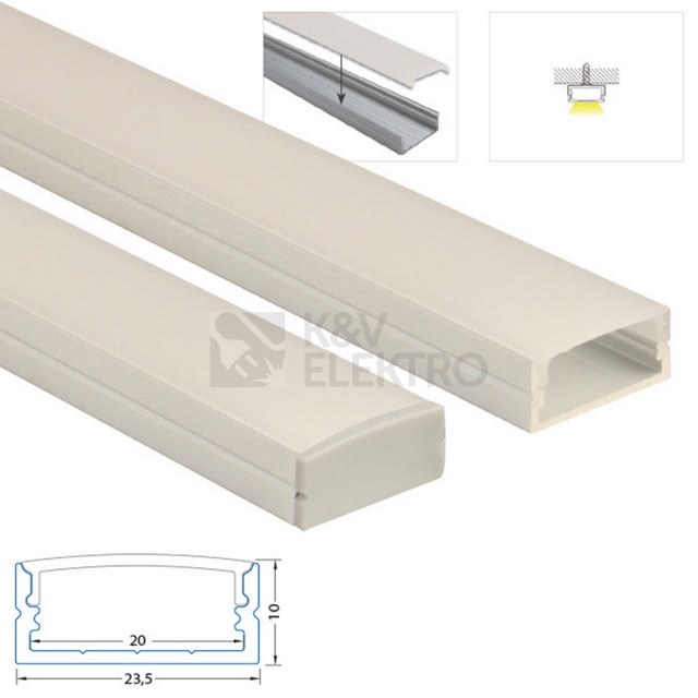 Obrázek produktu Přisazený hliníkový profil McLED PF 24x10mm s matným difuzorem 2m ML-761.009.43.2 3
