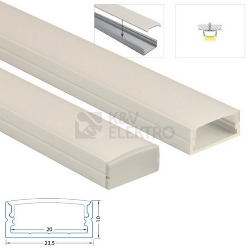 Obrázek produktu Přisazený hliníkový profil McLED PF 24x10mm s matným difuzorem 2m ML-761.009.43.2 4