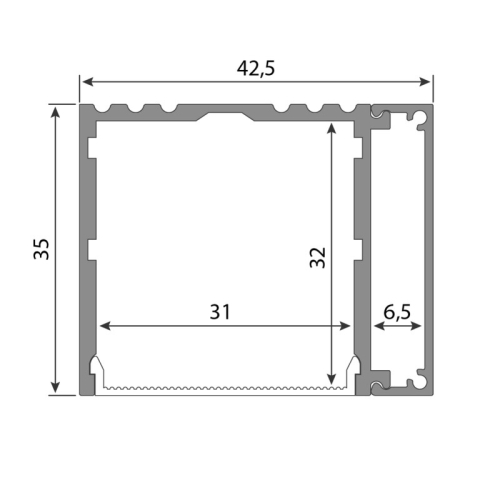 Nástěnný hliníkový profil McLED NV 43x35mm s mléčným difuzorem 2m ML-761.010.07.2
