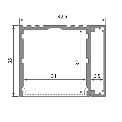 Nástěnný hliníkový profil McLED NV 43x35mm s mléčným difuzorem 2m ML-761.010.07.2 (obrázek 4)