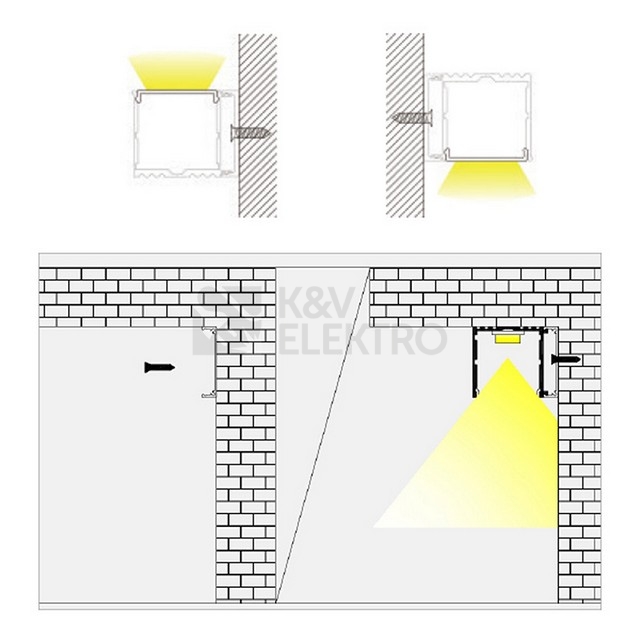 Obrázek produktu Nástěnný hliníkový profil McLED NV 43x35mm s mléčným difuzorem 2m ML-761.010.07.2 5