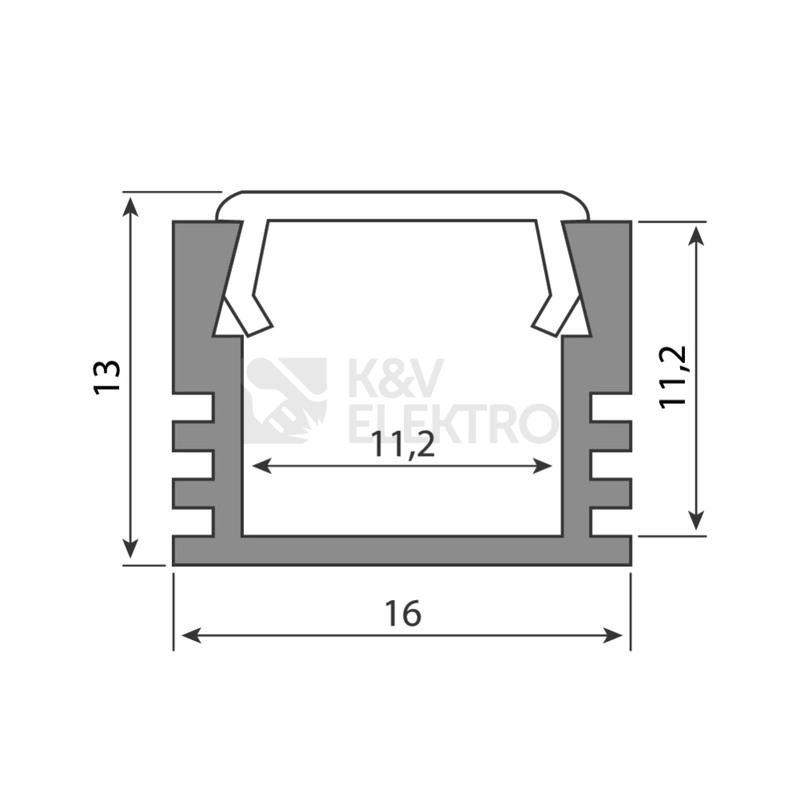 Obrázek produktu Přisazený hliníkový profil McLED PP 16x13mm s čirým difuzorem 2m ML-761.014.02.2 1
