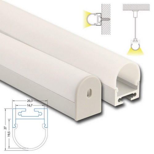 Závěsný hliníkový profil McLED ZQ 20x27mm s mléčným difuzorem 2m ML-761.017.43.2