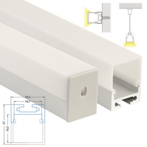 Závěsný hliníkový profil McLED ZR 20x27mm s mléčným difuzorem 2m ML-761.018.43.2