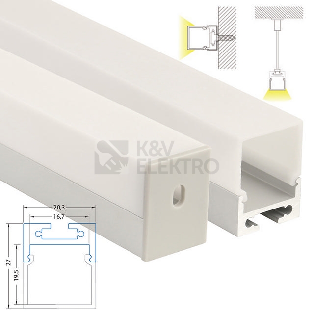Obrázek produktu Závěsný hliníkový profil McLED ZR 20x27mm s mléčným difuzorem 2m ML-761.018.43.2 7
