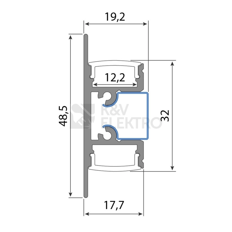 Obrázek produktu Nástěnný hliníkový profil McLED NS 18x49mm s mléčným difuzorem 1m ML-761.019.43.1 1
