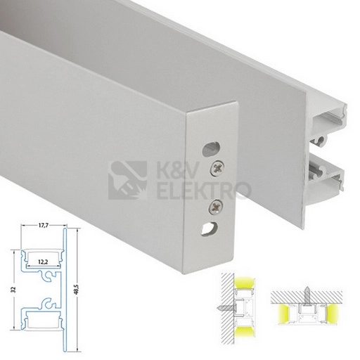 Obrázek produktu Nástěnný hliníkový profil McLED NS 18x49mm s mléčným difuzorem 1m ML-761.019.43.1 4