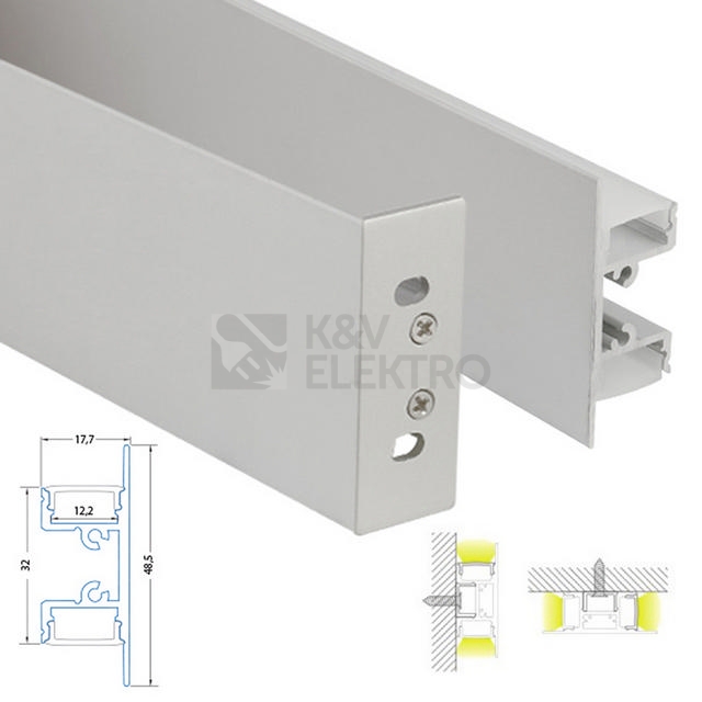 Obrázek produktu Nástěnný hliníkový profil McLED NS 18x49mm s mléčným difuzorem 2m ML-761.019.43.2 4