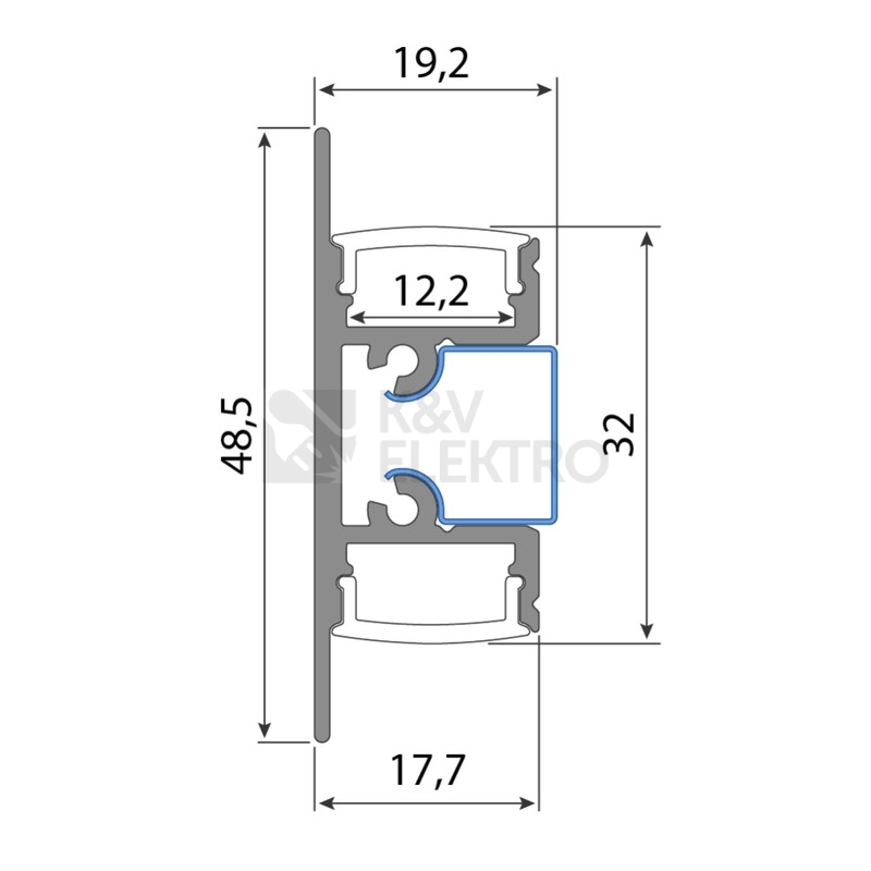 Obrázek produktu Nástěnný hliníkový profil McLED NS 18x49mm s mléčným difuzorem 2m ML-761.019.43.2 5