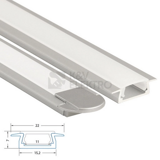 Obrázek produktu Vestavný hliníkový profil McLED VR 22x7mm s mléčným difuzorem 1m ML-761.024.02.1 2