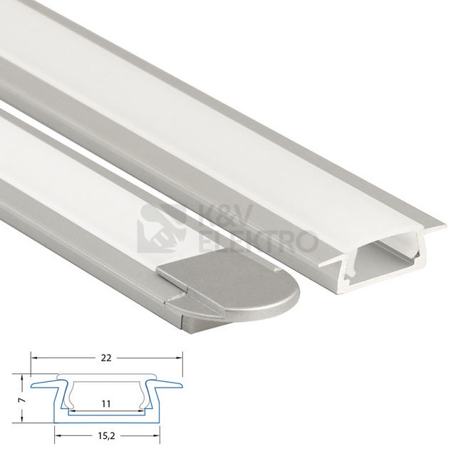 Obrázek produktu  Vestavný hliníkový profil McLED VR 22x7mm s mléčným difuzorem 2m ML-761.024.02.2 4