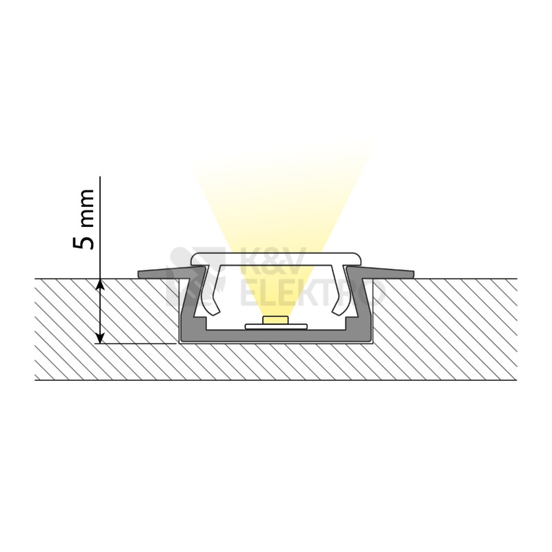 Obrázek produktu  Vestavný hliníkový profil McLED VR 22x7mm s mléčným difuzorem 2m ML-761.024.02.2 6