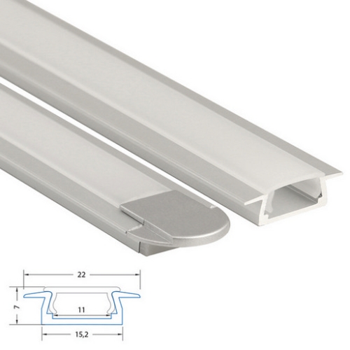 Vestavný hliníkový profil McLED VR 22x7mm s matným difuzorem 2m ML-761.025.02.2
