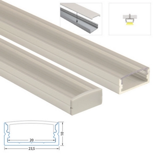Přisazený hliníkový profil McLED PF 24x10mm s čirým difuzorem 1m ML-761.025.43.1 (obrázek 3)
