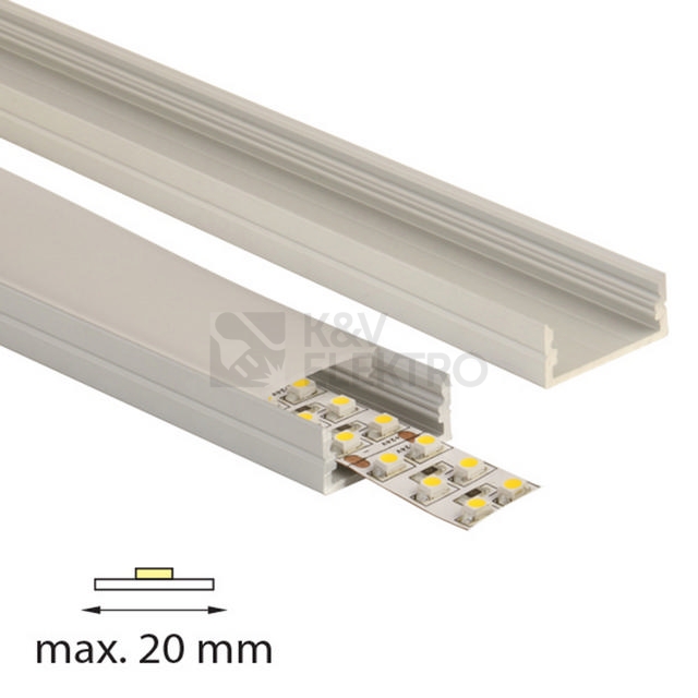 Obrázek produktu Přisazený hliníkový profil McLED PF 24x10mm s čirým difuzorem 1m ML-761.025.43.1 1