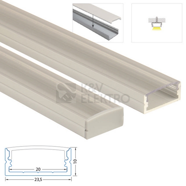 Obrázek produktu Přisazený hliníkový profil McLED PF 24x10mm s čirým difuzorem 1m ML-761.025.43.1 3
