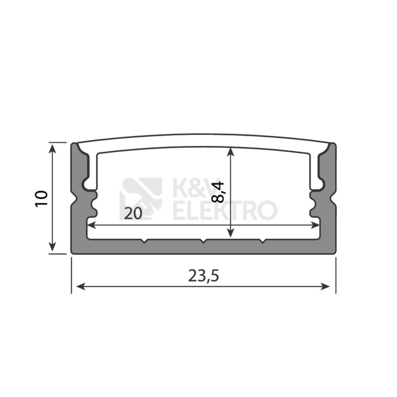 Obrázek produktu Přisazený hliníkový profil McLED PF 24x10mm s čirým difuzorem 1m ML-761.025.43.1 4