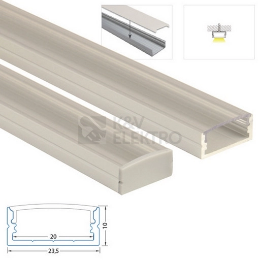 Obrázek produktu Přisazený hliníkový profil McLED PF 24x10mm s čirým difuzorem 1m ML-761.025.43.1 4