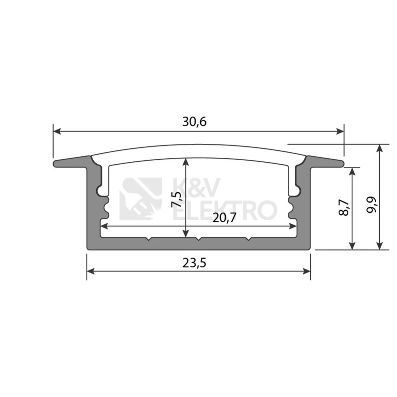 Obrázek produktu Vestavný hliníkový profil McLED VD 30x10mm s mléčným difuzorem 2m ML-761.026.43.2 1