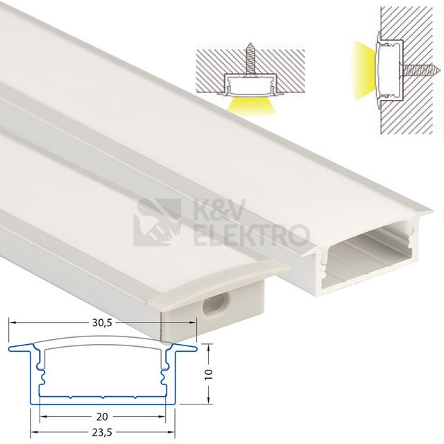 Obrázek produktu Vestavný hliníkový profil McLED VD 30x10mm s mléčným difuzorem 2m ML-761.026.43.2 5