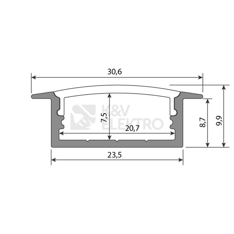 Obrázek produktu Vestavný hliníkový profil McLED VD 30x10mm s mléčným difuzorem 2m ML-761.026.43.2 6