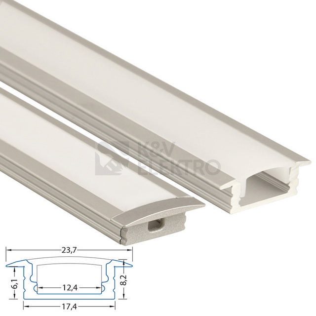 Obrázek produktu Vestavný hliníkový profil VS 24x8mm mléčný difuzor komplet 2m McLED ML-761.027.02.2 5