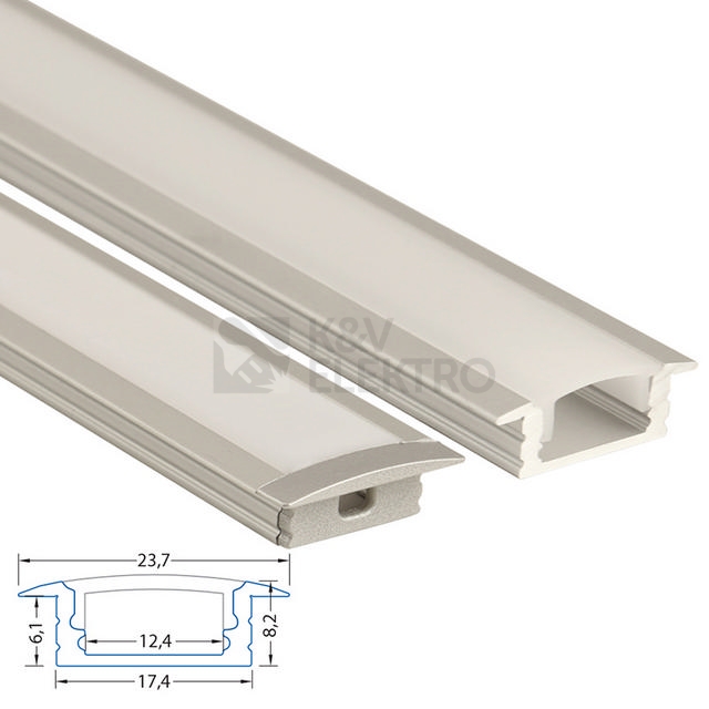 Obrázek produktu Vestavný hliníkový profil McLED VS 24x8mm s matným difuzorem 1m ML-761.028.02.1 5