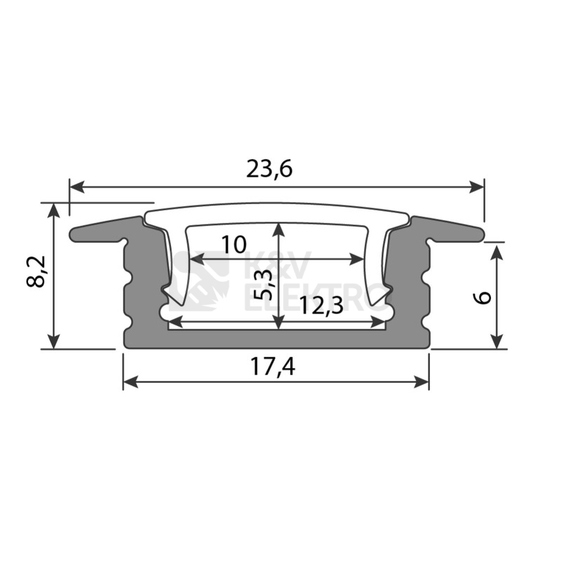Obrázek produktu Vestavný hliníkový profil McLED VS 24x8mm s matným difuzorem 1m ML-761.028.02.1 6