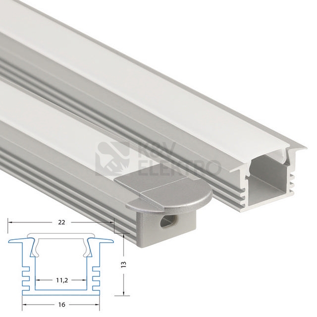 Obrázek produktu  Vestavný hliníkový profil McLED VL 22x13mm s mléčným difuzorem 2m ML-761.032.02.2 6
