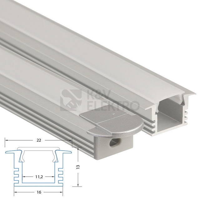 Obrázek produktu Vestavný hliníkový profil McLED VL 22x13mm s matným difuzorem 2m ML-761.033.02.2 4