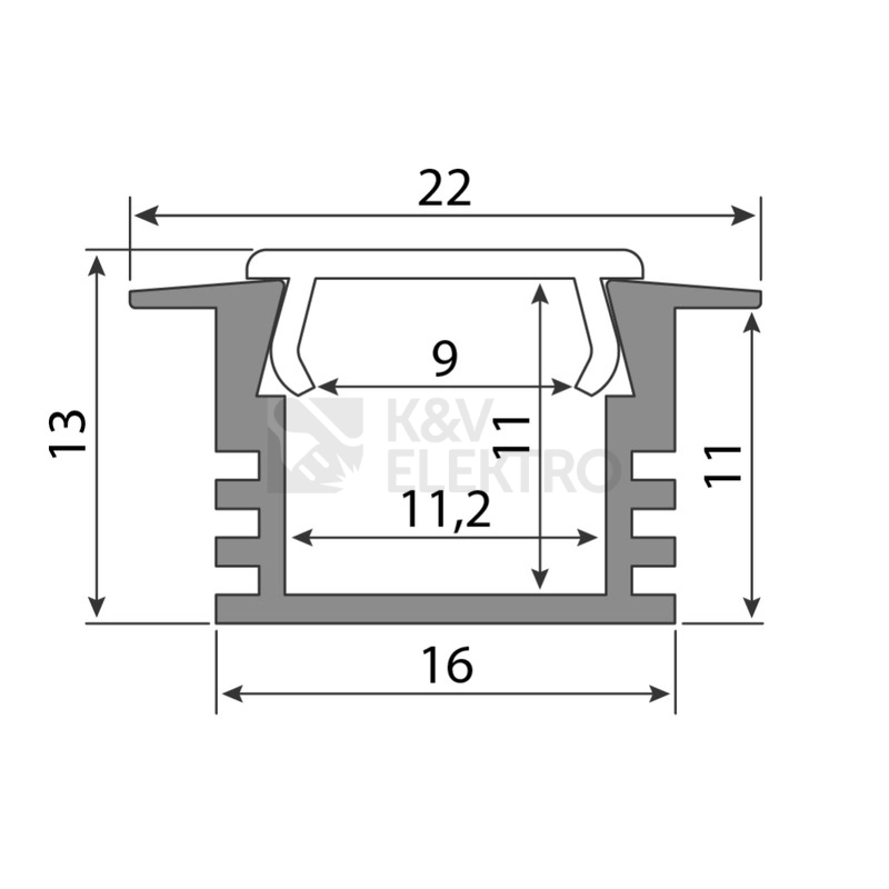 Obrázek produktu Vestavný hliníkový profil McLED VL 22x13mm s čirým difuzorem 2m ML-761.034.02.2 3