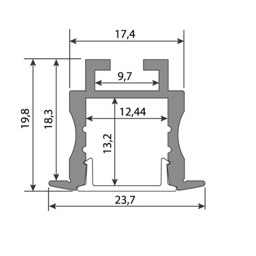 Vestavný hliníkový profil McLED AC 24x20mm s matným difuzorem 2m ML-761.036.02.2