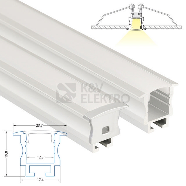 Obrázek produktu Vestavný hliníkový profil McLED AC 24x20mm s matným difuzorem 2m ML-761.036.02.2 5