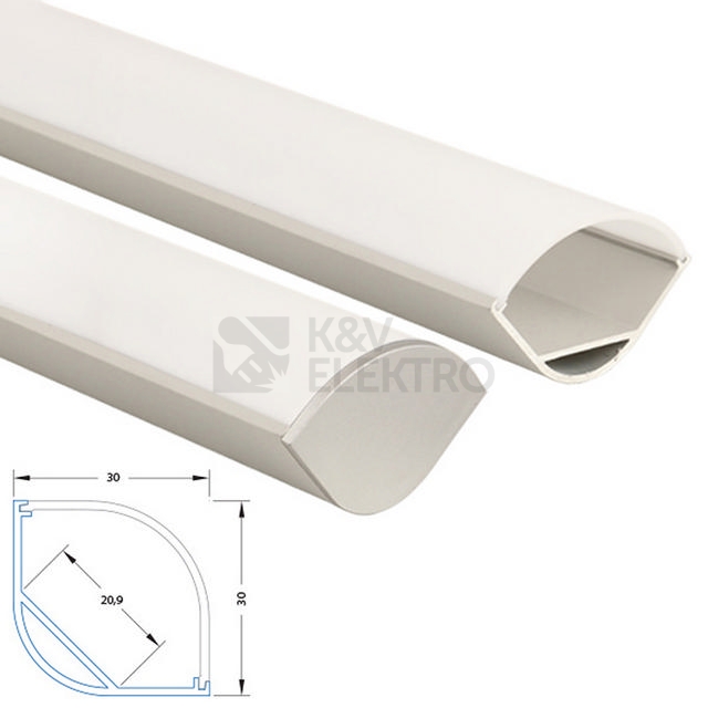 Obrázek produktu Rohový hliníkový profil McLED RL 30x30mm s mléčným difuzorem 2m ML-761.044.02.2 5