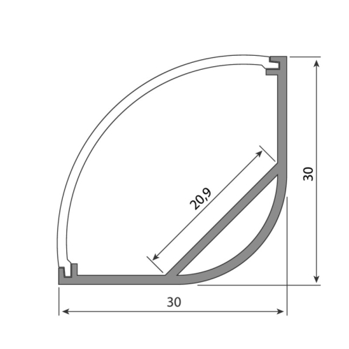 Rohový hliníkový profil McLED RL 30x30mm s matným difuzorem 1m ML-761.045.02.1