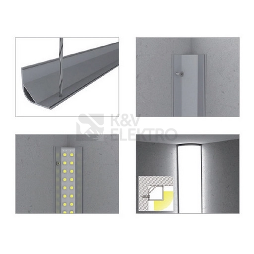 Obrázek produktu Rohový hliníkový profil McLED RH 30x30mm s mléčným difuzorem 1m ML-761.050.02.1 2
