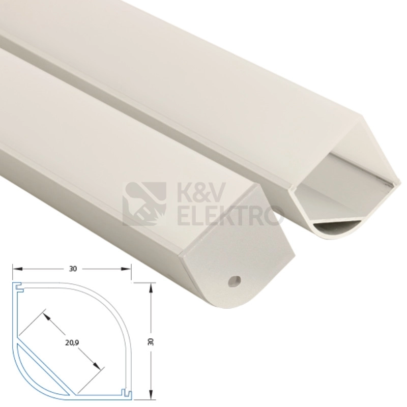 Obrázek produktu Rohový hliníkový profil McLED RH 30x30mm s mléčným difuzorem 1m ML-761.050.02.1 5