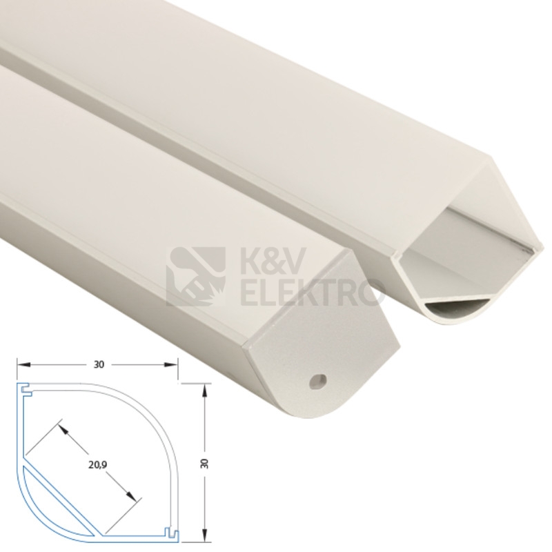 Obrázek produktu Rohový hliníkový profil McLED RH 30x30mm s mléčným difuzorem 2m ML-761.050.02.2 4