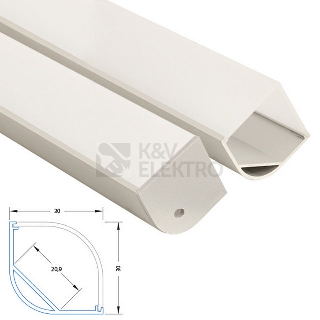 Obrázek produktu Rohový hliníkový profil McLED RH 30x30mm s mléčným difuzorem 2m ML-761.050.02.2 8