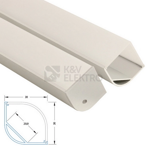 Obrázek produktu Rohový hliníkový profil McLED RH 30x30mm s matným difuzorem 2m ML-761.051.02.2 6