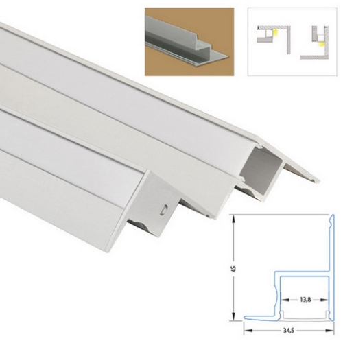Rohový hliníkový profil McLED RP 35x45mm s mléčným difuzorem 2m ML-761.053.02.2