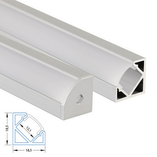 Rohový hliníkový profil McLED RT 19x19mm s matným difuzorem 1m ML-761.055.02.1
