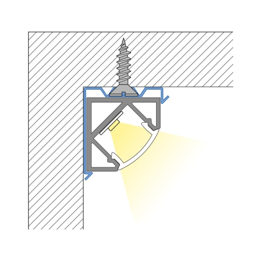 Rohový hliníkový profil McLED RT 19x19mm s matným difuzorem 2m ML-761.055.02.2