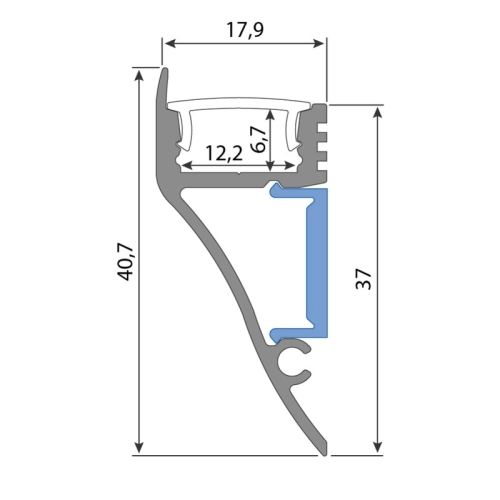 Nástěnný hliníkový profil McLED NT 18x41mm s matným difuzorem 2m ML-761.063.02.2