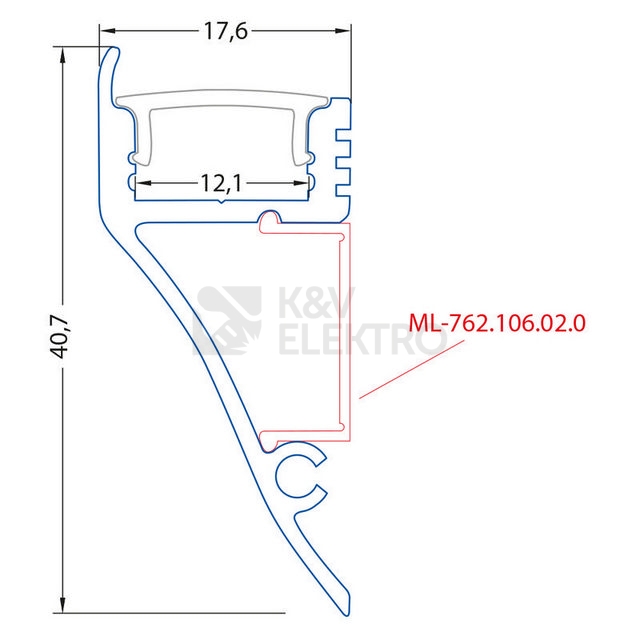 Obrázek produktu Nástěnný hliníkový profil McLED NT 18x41mm s matným difuzorem 2m ML-761.063.02.2 5