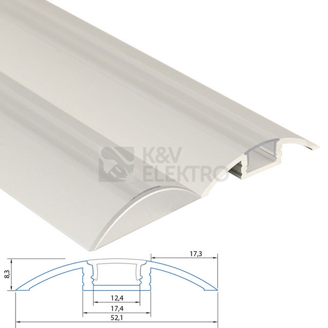 Obrázek produktu Nášlapný hliníkový profil McLED BH 52x8mm s čirým difuzorem 2m ML-761.070.02.2 3