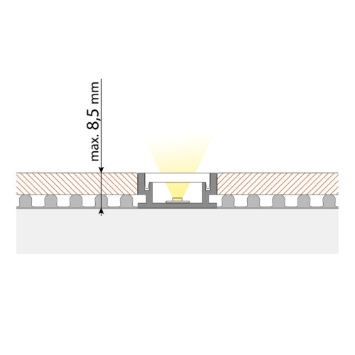 Nášlapný hliníkový profil McLED BD 19x9mm s matným difuzorem 2m ML-761.072.02.2
