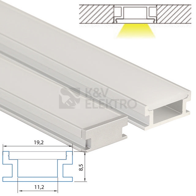 Obrázek produktu Nášlapný hliníkový profil McLED BD 19x9mm s matným difuzorem 2m ML-761.072.02.2 2