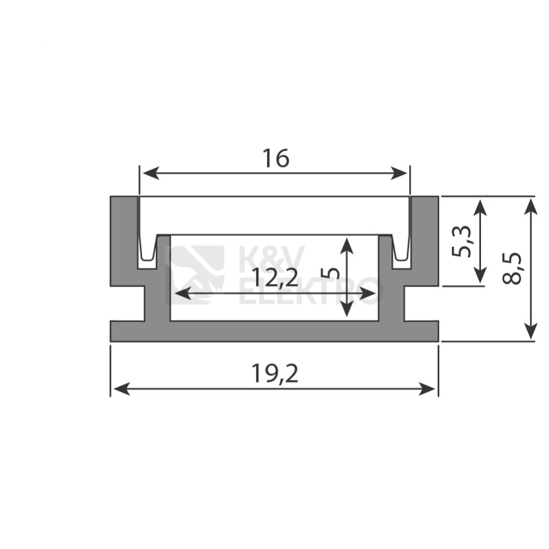 Obrázek produktu Nášlapný hliníkový profil McLED BD 19x9mm s matným difuzorem 2m ML-761.072.02.2 2